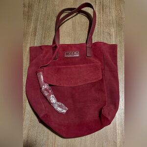 M.I.L.A Red Suede Tote